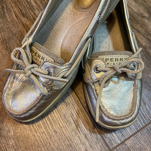 DONATED! Sperry 6 Women Gold Angelfish Flat Boat Shoes - Picture 2 of 7